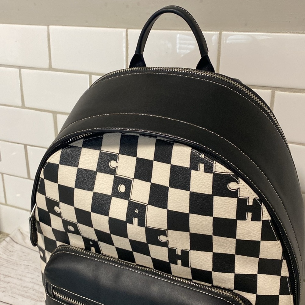 *NEW Coach West Backpack with Black and White Checkerboard Print - Picture 2 of 14
